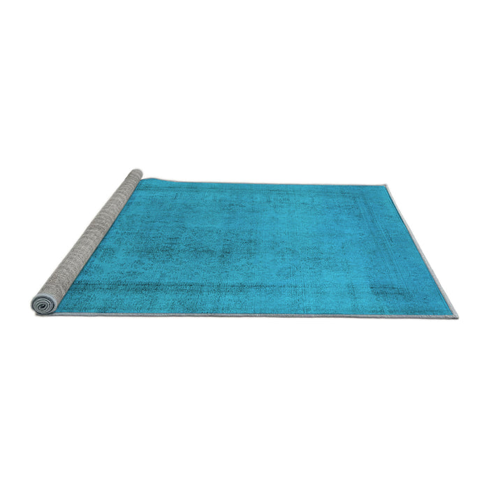 Sideview of Machine Washable Oriental Light Blue Industrial Rug, wshurb2232lblu