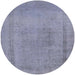 Round Mid-Century Modern Slate Blue Grey Oriental Rug, urb2232