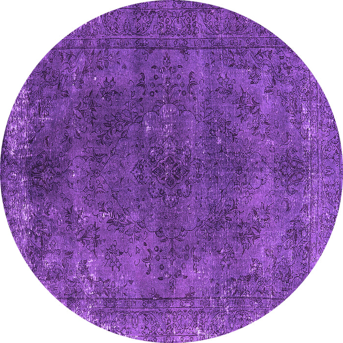 Round Oriental Purple Industrial Rug, urb2233pur