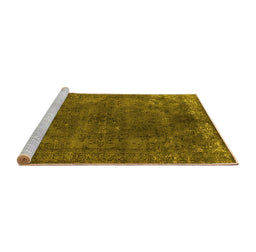Sideview of Machine Washable Oriental Yellow Industrial Rug, wshurb2233yw