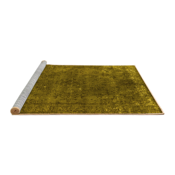 Sideview of Machine Washable Oriental Yellow Industrial Rug, wshurb2233yw