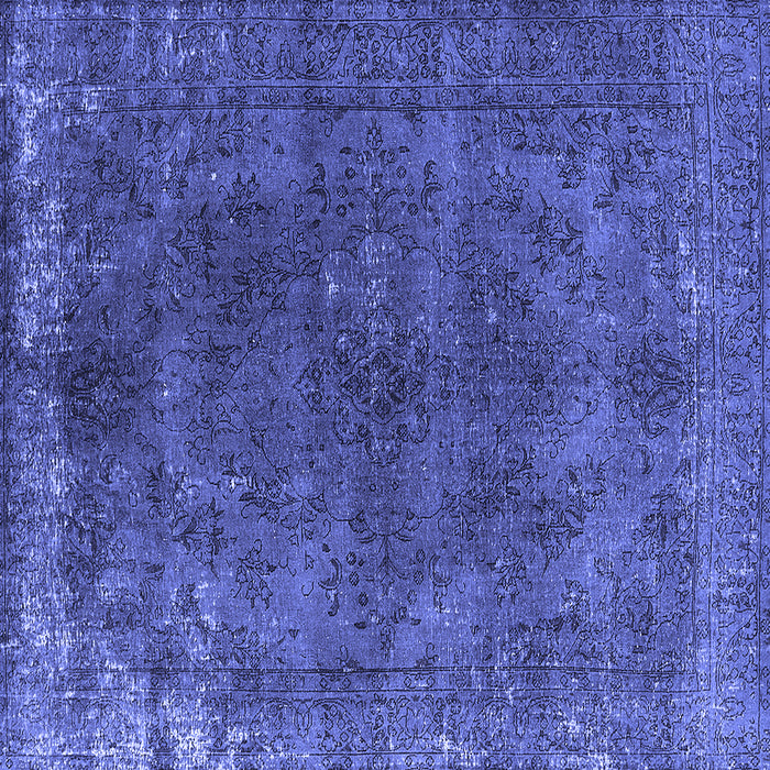 Square Machine Washable Oriental Blue Industrial Rug, wshurb2233blu