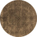 Round Oriental Brown Industrial Rug, urb2233brn