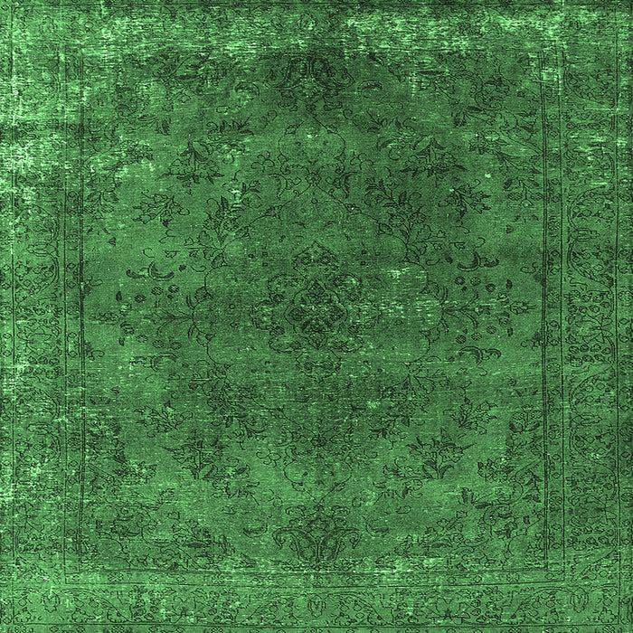 Square Oriental Emerald Green Industrial Rug, urb2233emgrn