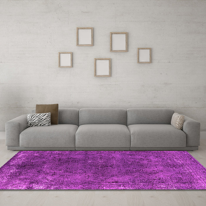 Machine Washable Oriental Pink Industrial Rug in a Living Room, wshurb2233pnk