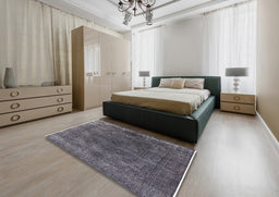 Mid-Century Modern Gray Oriental Rug in a Bedroom, urb2233