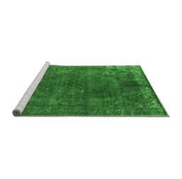 Sideview of Machine Washable Oriental Green Industrial Area Rugs, wshurb2233grn