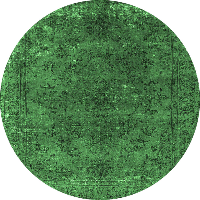 Round Oriental Emerald Green Industrial Rug, urb2233emgrn