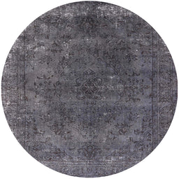 Round Mid-Century Modern Gray Oriental Rug, urb2233