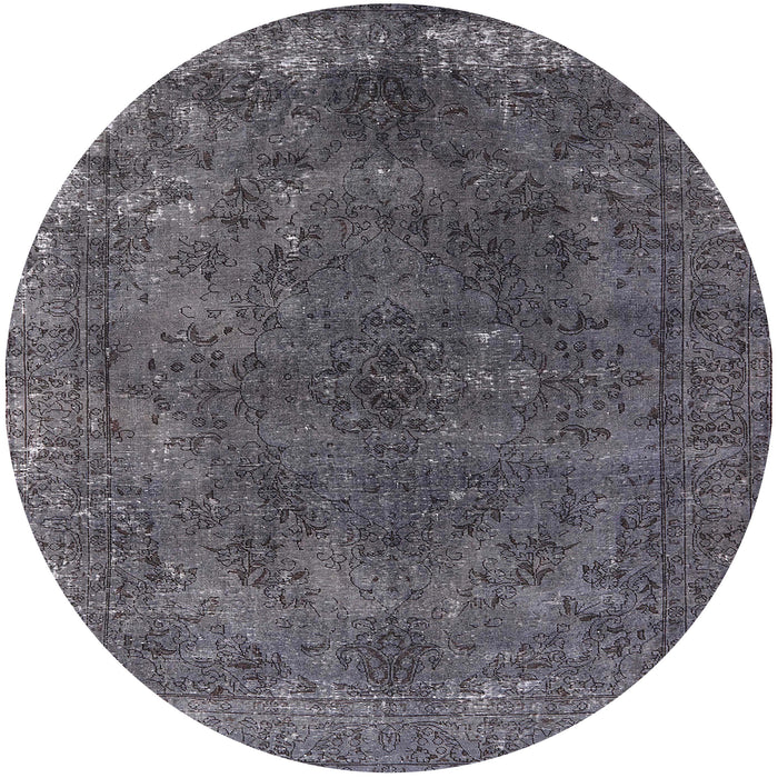 Round Mid-Century Modern Gray Oriental Rug, urb2233
