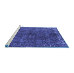 Sideview of Machine Washable Oriental Blue Industrial Rug, wshurb2233blu