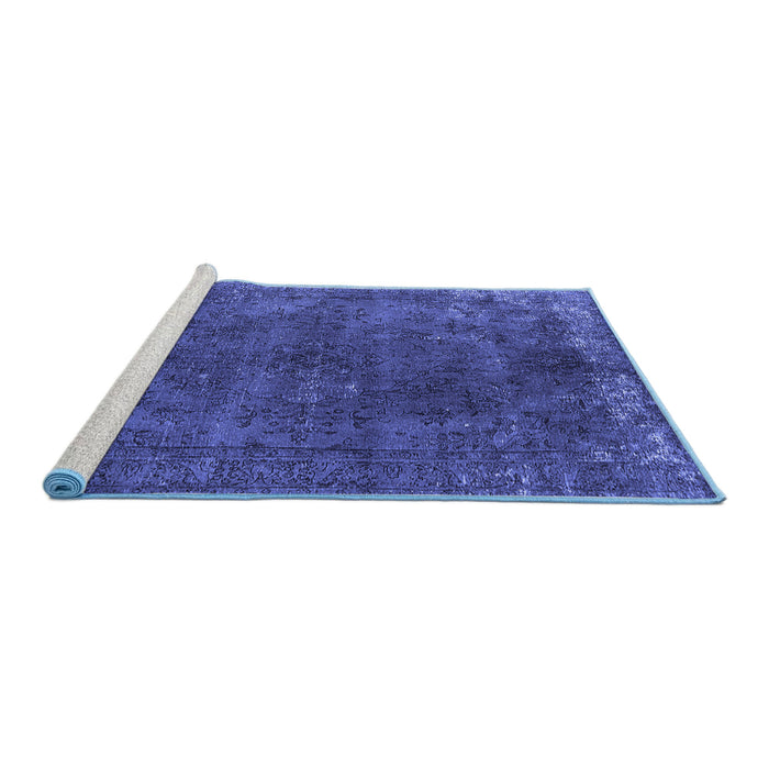 Sideview of Machine Washable Oriental Blue Industrial Rug, wshurb2233blu