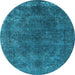 Round Oriental Light Blue Industrial Rug, urb2233lblu