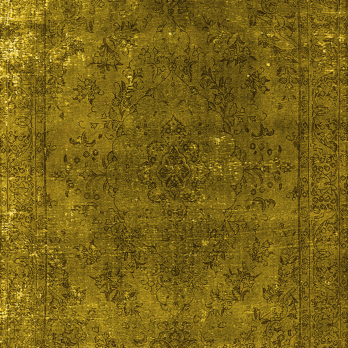 Machine Washable Oriental Yellow Industrial Rug, wshurb2233yw