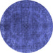 Round Oriental Blue Industrial Rug, urb2233blu