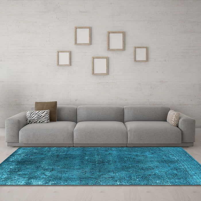 Machine Washable Oriental Light Blue Industrial Rug in a Living Room, wshurb2233lblu