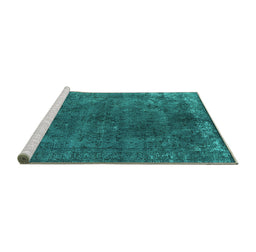 Sideview of Machine Washable Oriental Turquoise Industrial Area Rugs, wshurb2233turq