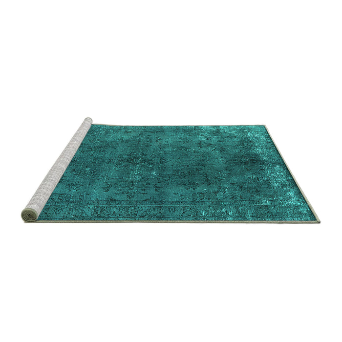 Sideview of Machine Washable Oriental Turquoise Industrial Area Rugs, wshurb2233turq