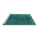 Sideview of Machine Washable Oriental Turquoise Industrial Area Rugs, wshurb2233turq