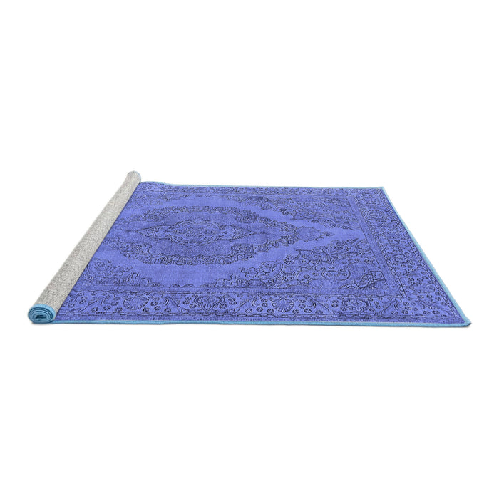 Sideview of Machine Washable Oriental Blue Industrial Rug, wshurb2234blu
