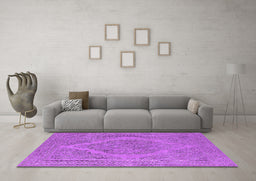 Machine Washable Oriental Purple Industrial Area Rugs in a Living Room, wshurb2234pur