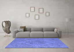 Machine Washable Oriental Blue Industrial Rug in a Living Room, wshurb2234blu