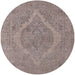 Round Mid-Century Modern Puce Purple Oriental Rug, urb2234