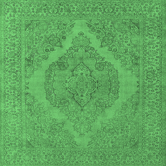 Square Machine Washable Oriental Emerald Green Industrial Area Rugs, wshurb2234emgrn