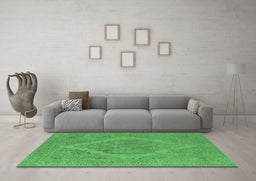 Machine Washable Oriental Emerald Green Industrial Area Rugs in a Living Room,, wshurb2234emgrn