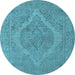 Round Oriental Light Blue Industrial Rug, urb2234lblu