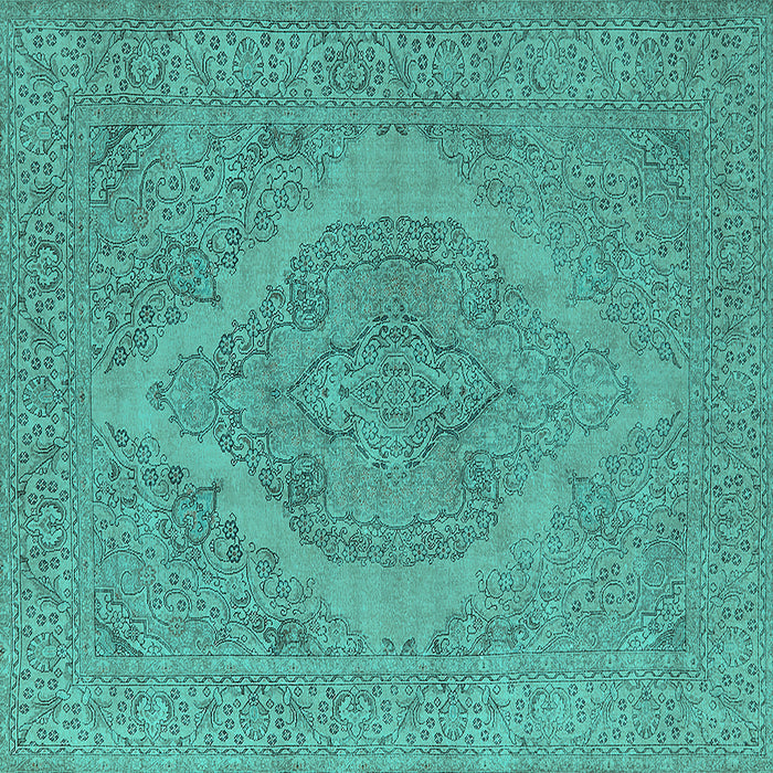 Square Machine Washable Oriental Turquoise Industrial Area Rugs, wshurb2234turq