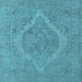 Square Machine Washable Oriental Light Blue Industrial Rug, wshurb2234lblu