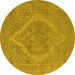 Round Oriental Yellow Industrial Rug, urb2234yw