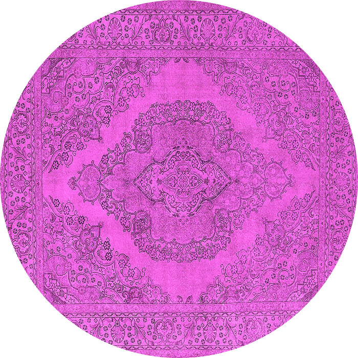 Round Machine Washable Oriental Pink Industrial Rug, wshurb2234pnk
