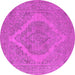 Round Machine Washable Oriental Pink Industrial Rug, wshurb2234pnk