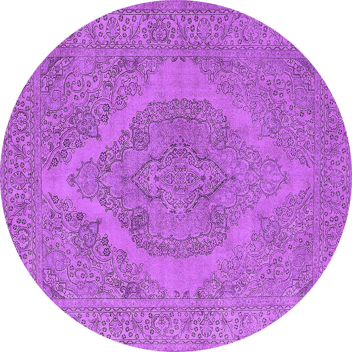 Round Machine Washable Oriental Purple Industrial Area Rugs, wshurb2234pur