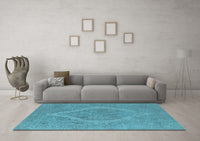 Machine Washable Oriental Light Blue Industrial Rug, wshurb2234lblu