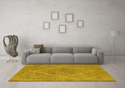 Machine Washable Oriental Yellow Industrial Rug in a Living Room, wshurb2234yw