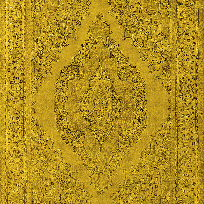 Machine Washable Oriental Yellow Industrial Rug, wshurb2234yw