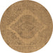 Round Oriental Brown Industrial Rug, urb2234brn