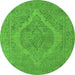 Round Oriental Green Industrial Rug, urb2234grn