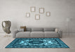 Machine Washable Oriental Light Blue Industrial Rug in a Living Room, wshurb2235lblu