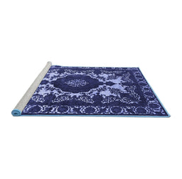 Sideview of Machine Washable Oriental Blue Industrial Rug, wshurb2235blu