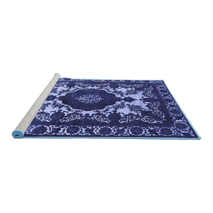 Sideview of Machine Washable Oriental Blue Industrial Rug, wshurb2235blu