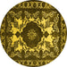 Round Oriental Yellow Industrial Rug, urb2235yw