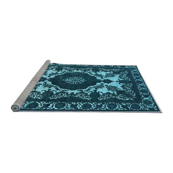 Sideview of Machine Washable Oriental Light Blue Industrial Rug, wshurb2235lblu
