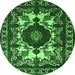 Round Oriental Green Industrial Rug, urb2235grn