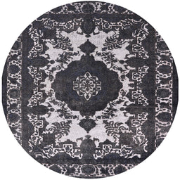 Round Mid-Century Modern Dark Gray Oriental Rug, urb2235