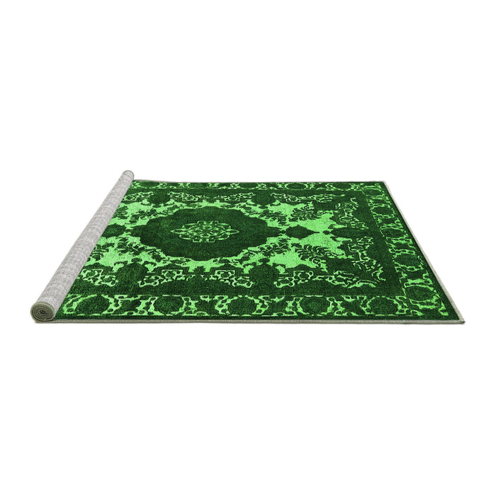 Sideview of Machine Washable Oriental Green Industrial Area Rugs, wshurb2235grn