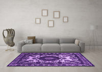 Machine Washable Oriental Purple Industrial Rug, wshurb2235pur